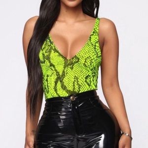 Fashion Nova Snake Skin Mesh Bodysuit